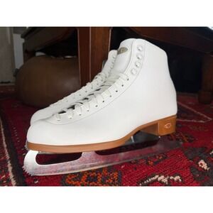 Womens Riedell White Leather Figure Ice Skates Size 6.5